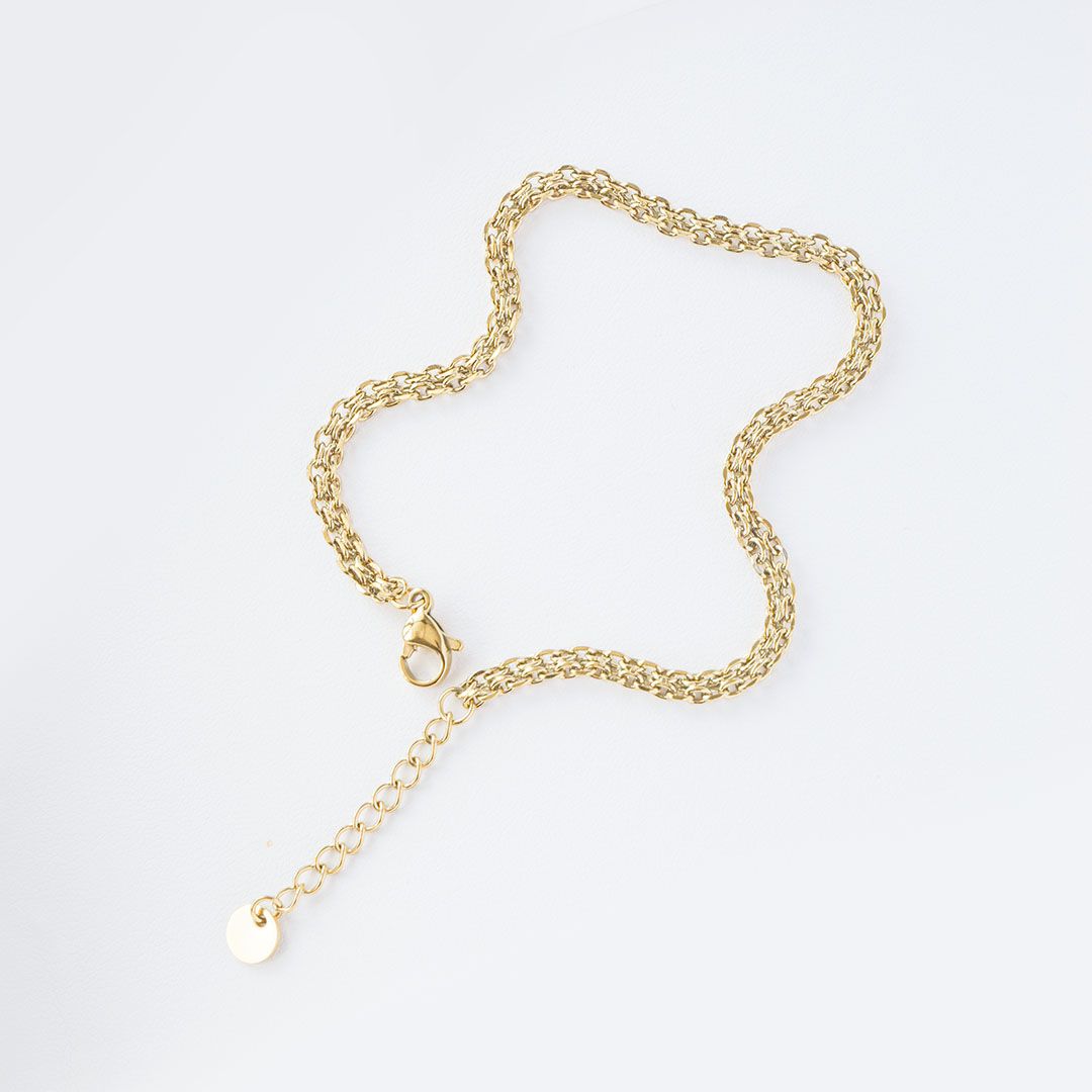 Bransoletka o podwójnym splocie ankier pozłacana stal nierdzewna