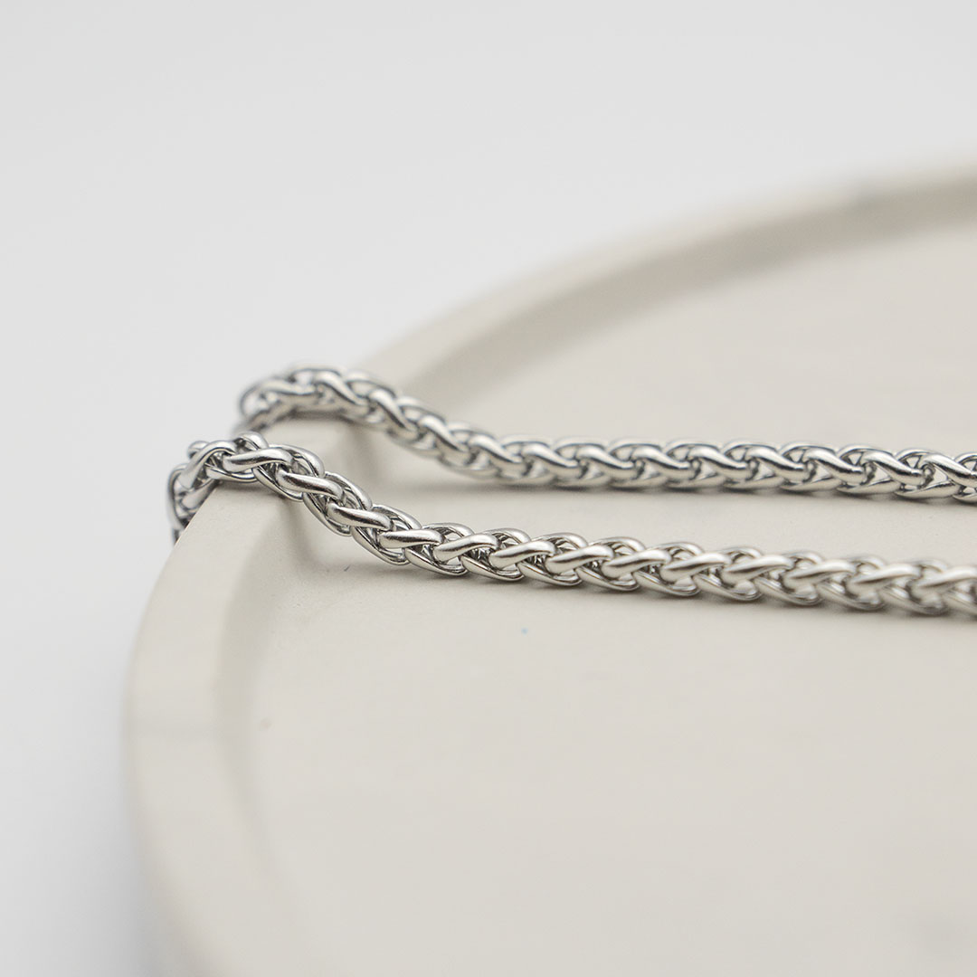 Bransoletka splot lisi ogon srebrna stal nierdzewna