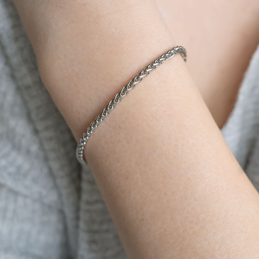 Bransoletka splot lisi ogon srebrna stal nierdzewna