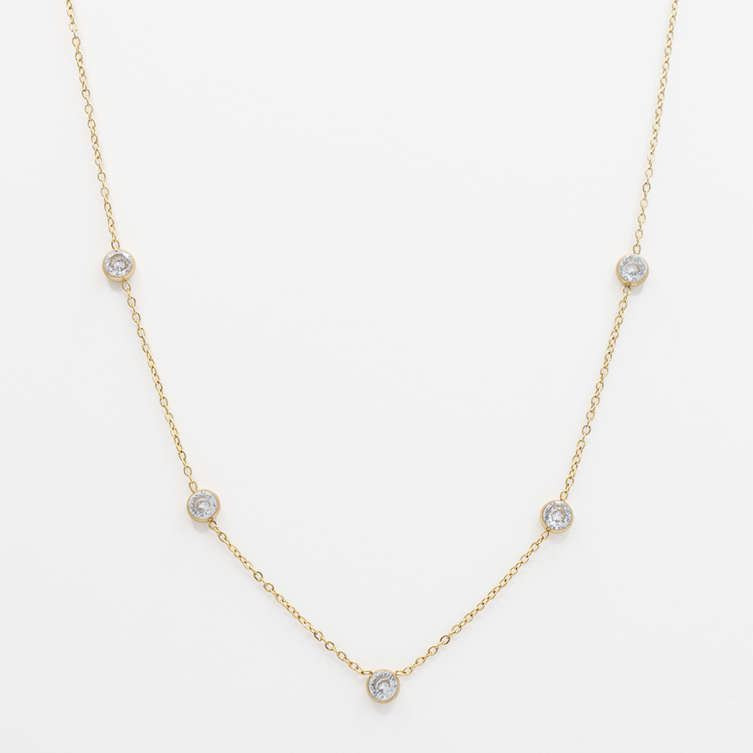 Błyszczący naszyjnik z cyrkoniami ze stali szlachetnej