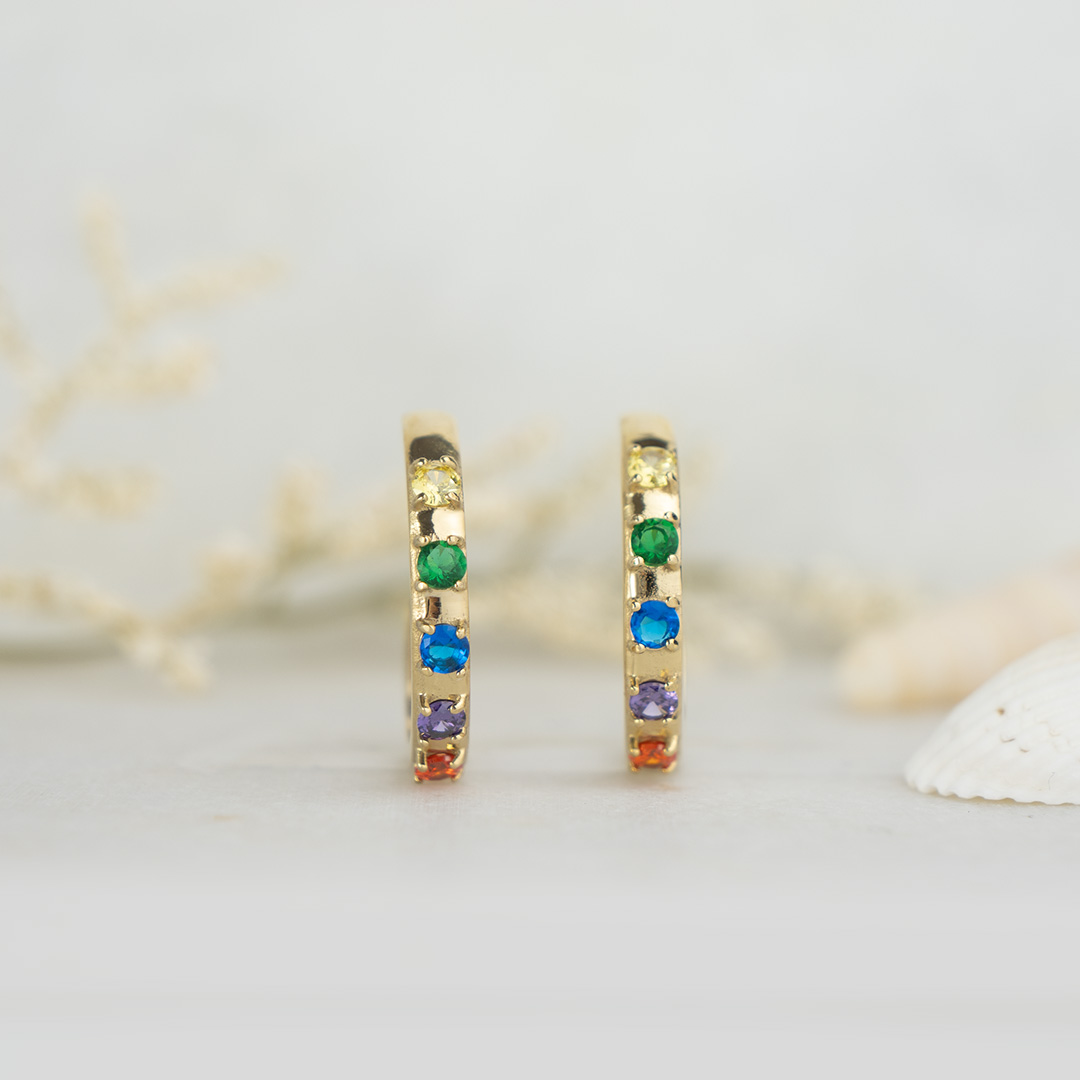 Kolczyki koła z kolorowymi cyrkoniami stal chirurgiczna