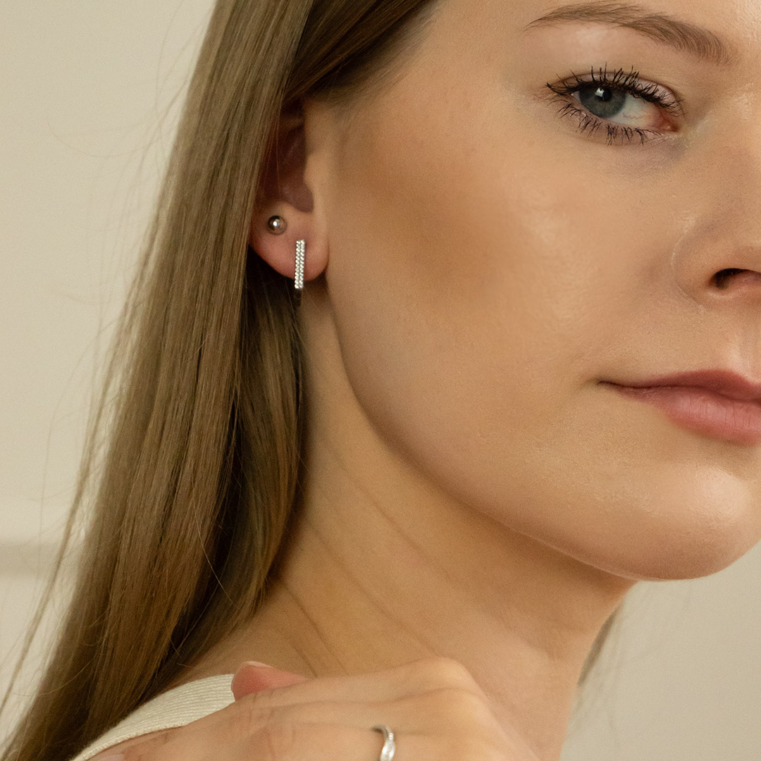 Prostokątne kolczyki z cyrkoniami