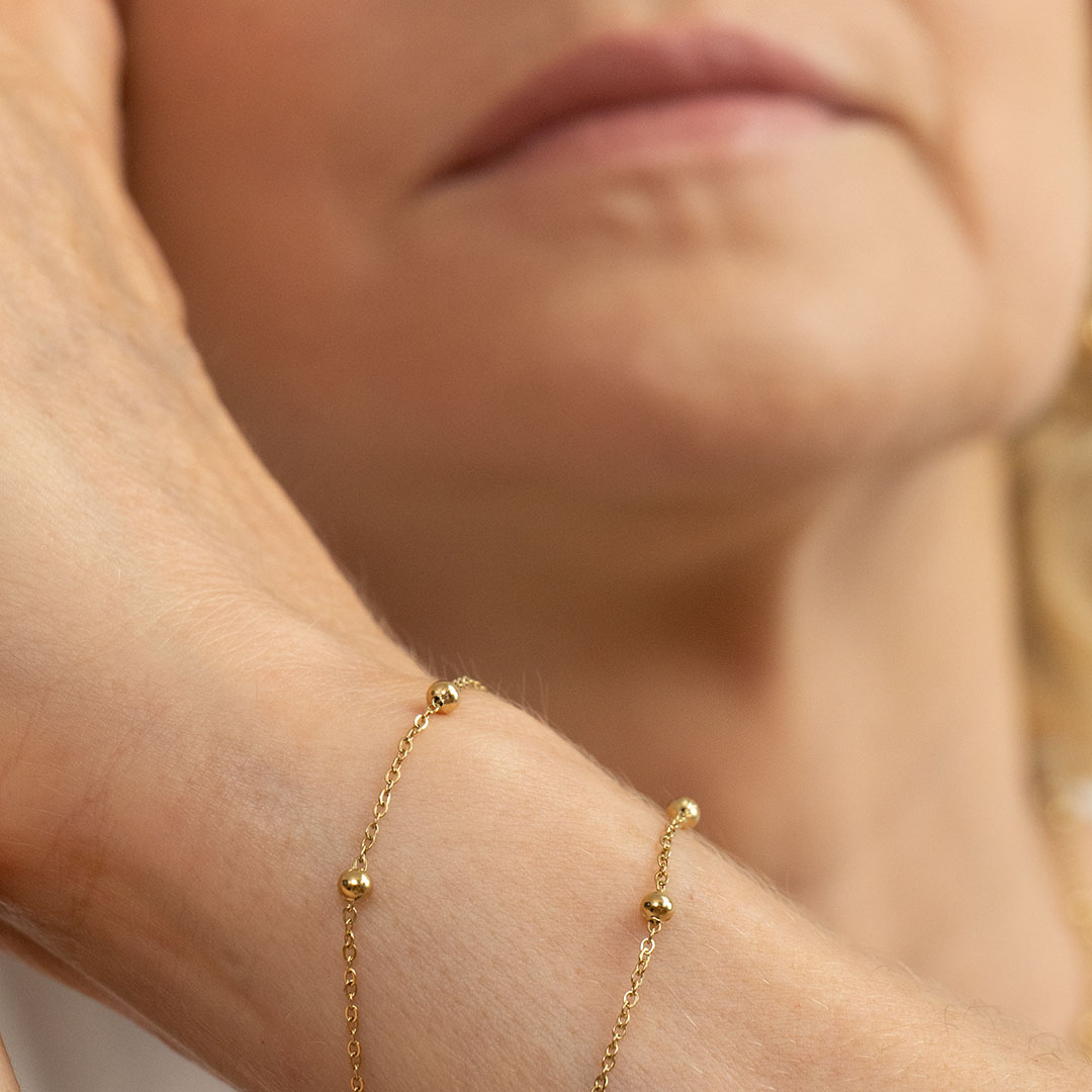 Bransoletka celebrytka z kuleczkami stal chirurgiczna