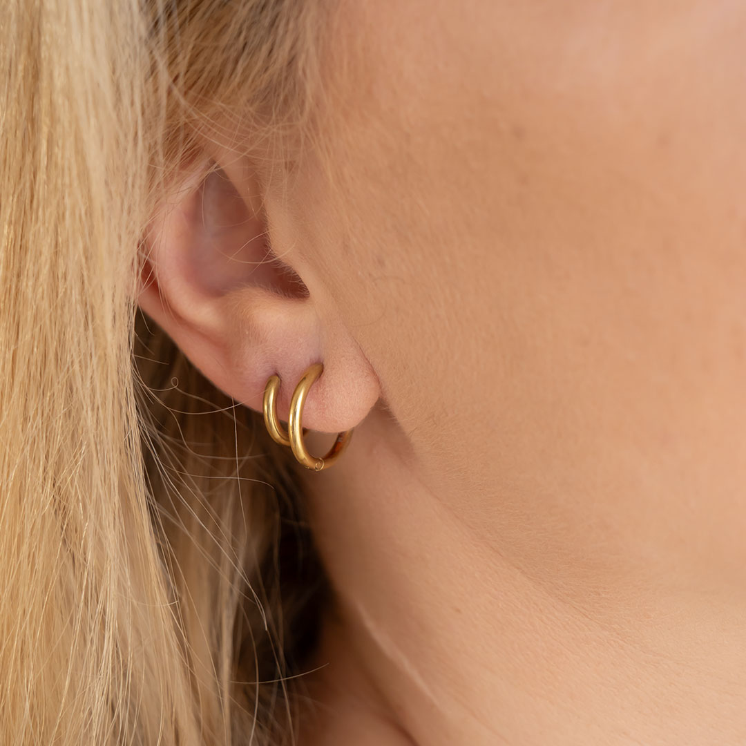 Małe kolczyki koła pozłacane stal chirurgiczna