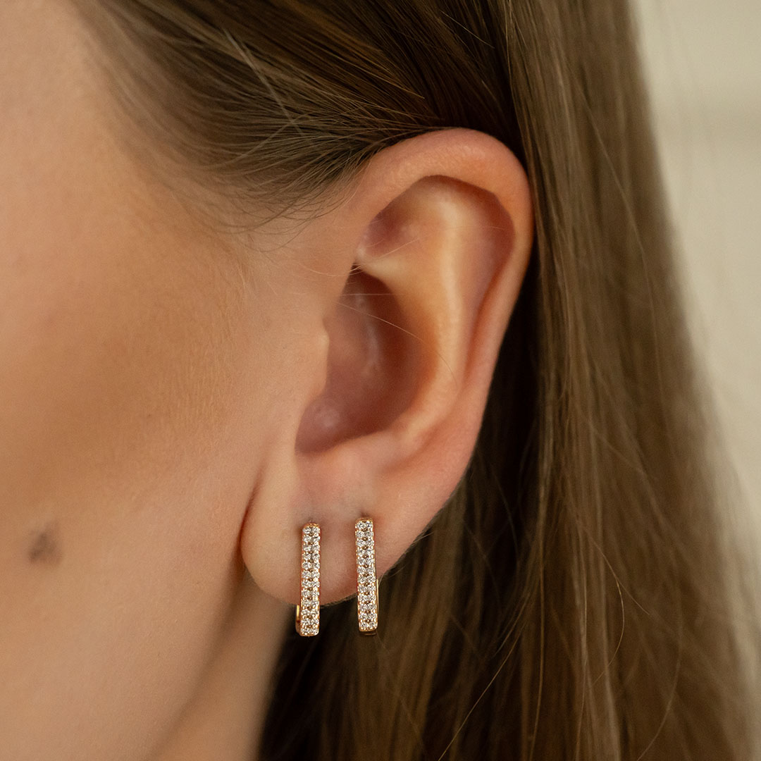 Błyszczące kolczyki prostokątne z cyrkoniami