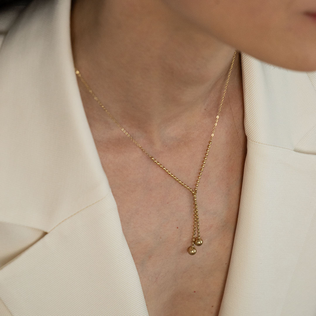 Naszyjnik z kuleczkami i podwójnym splotem stal chirurgiczna