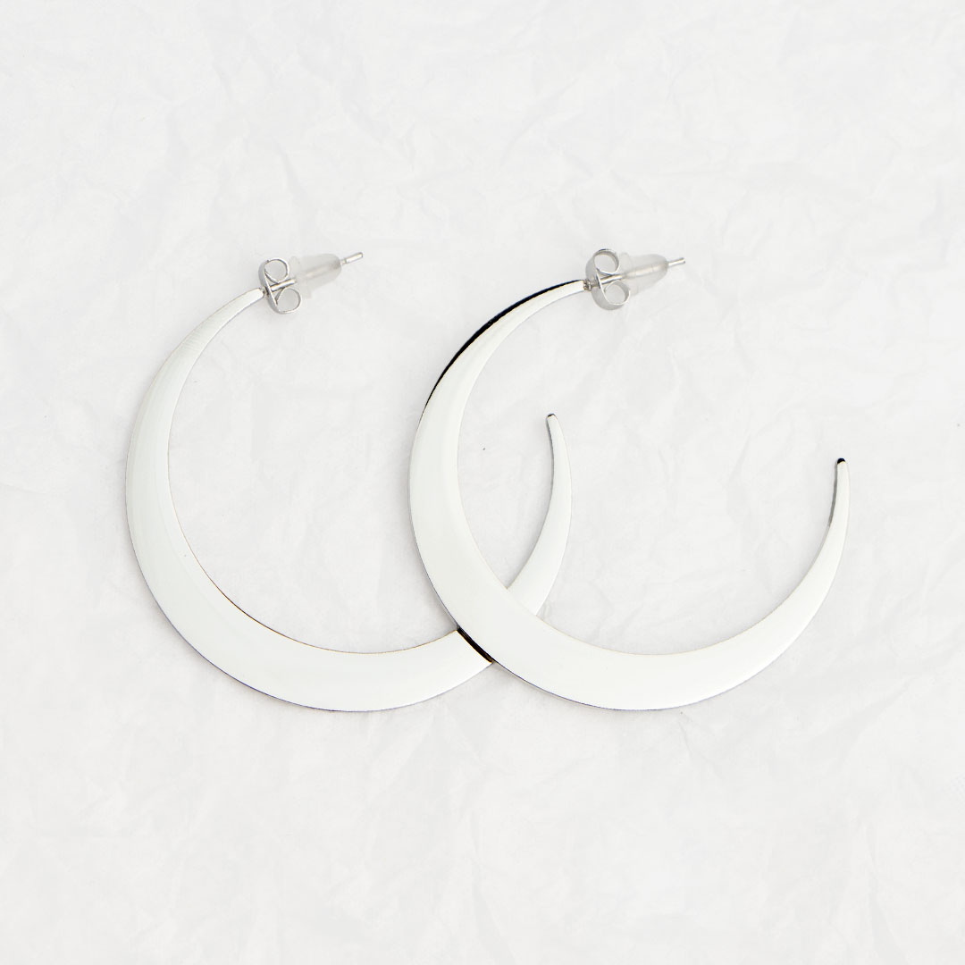 Duże kolczyki półksiężyce MOON stal szlachetna