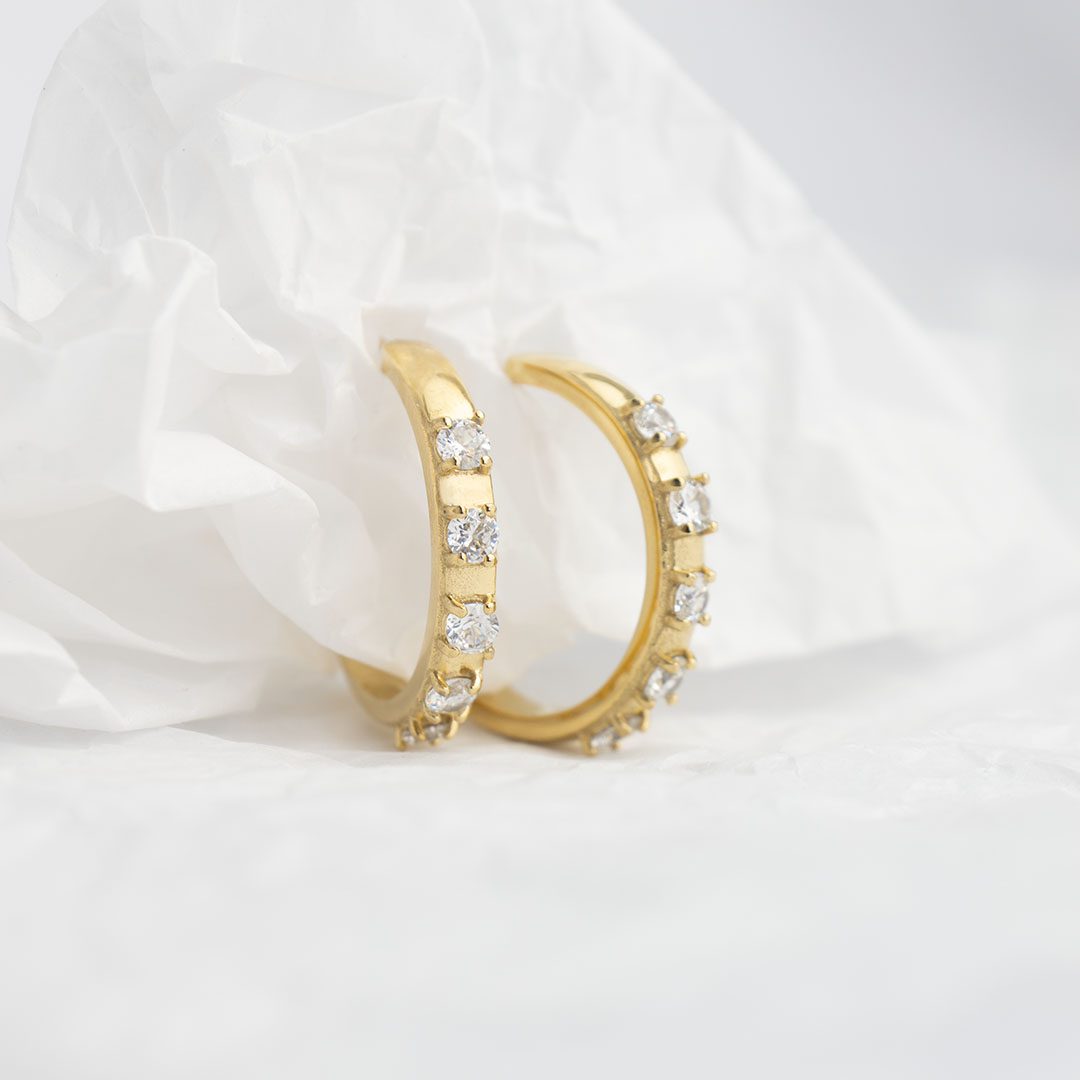 Kolczyki koła z cyrkoniami pozłacana stal szlachetna