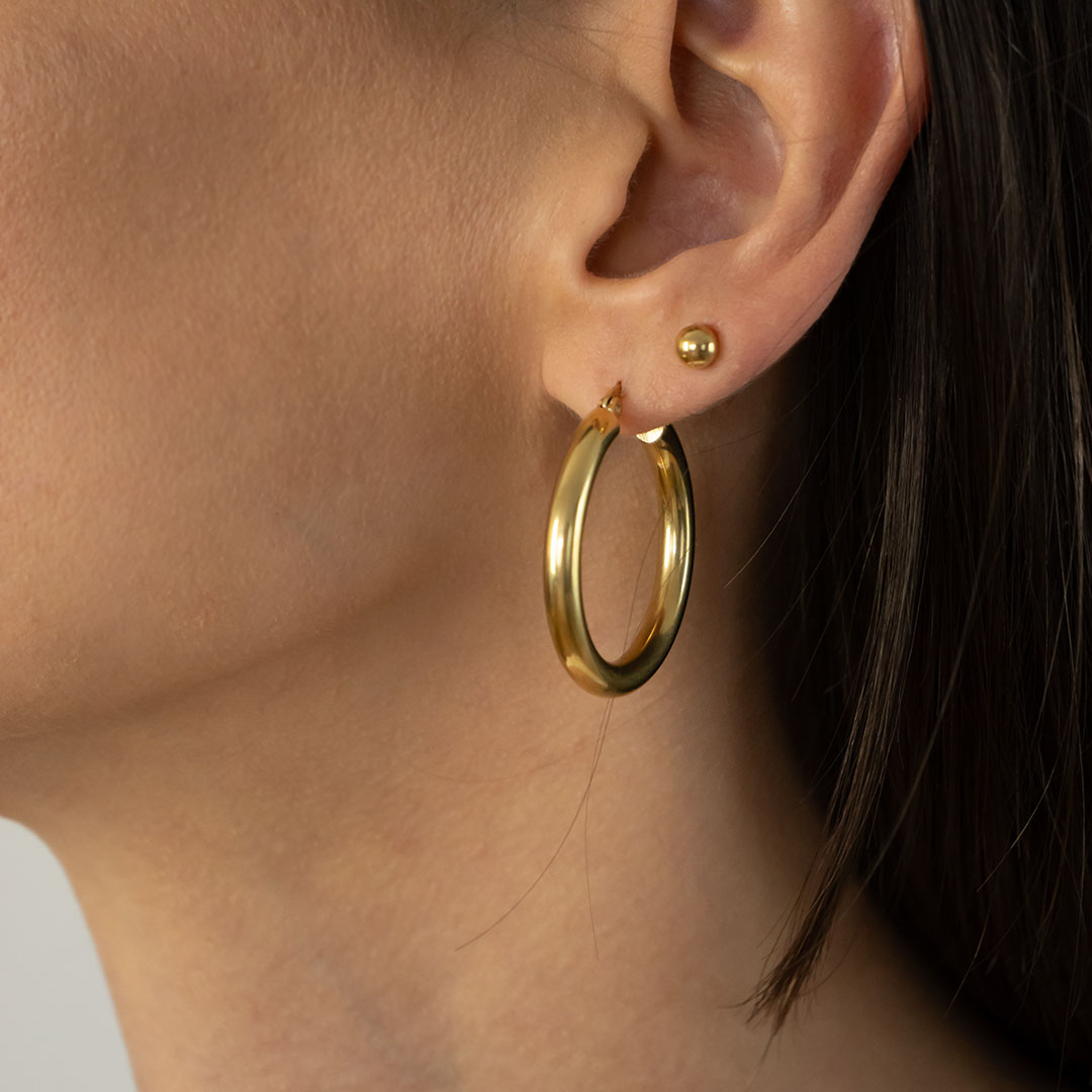 Grube kolczyki koła pozłacana stal nierdzewna