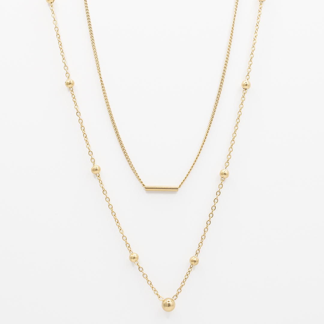 Naszyjnik podwójny z kulkami stal chirurgiczna