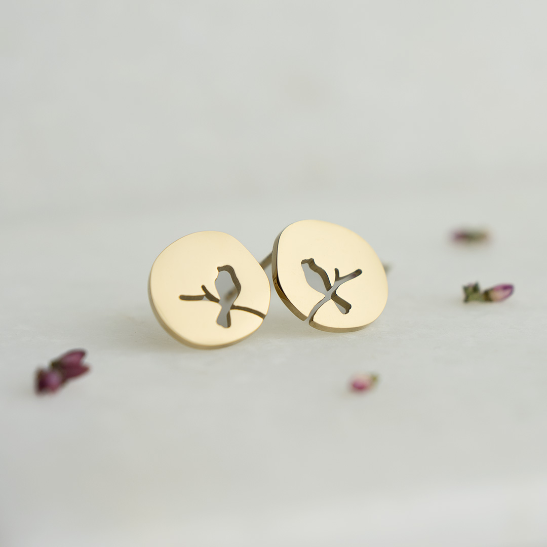 Kolczyki z motywem natury ptak stal chirurgiczna