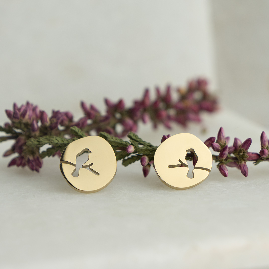 Kolczyki z motywem natury ptak stal chirurgiczna