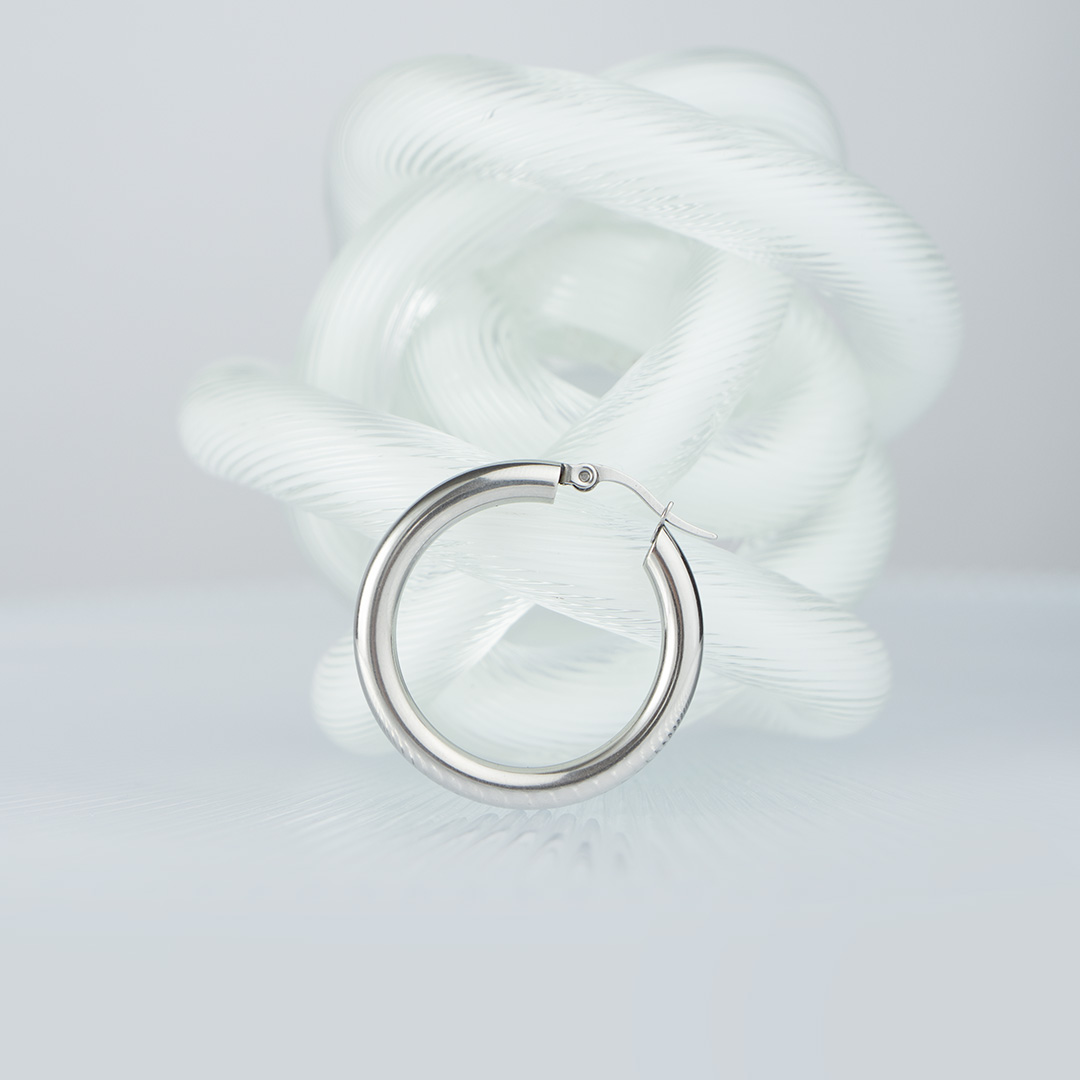 Grubsze kolczyki koła stal szlachetna