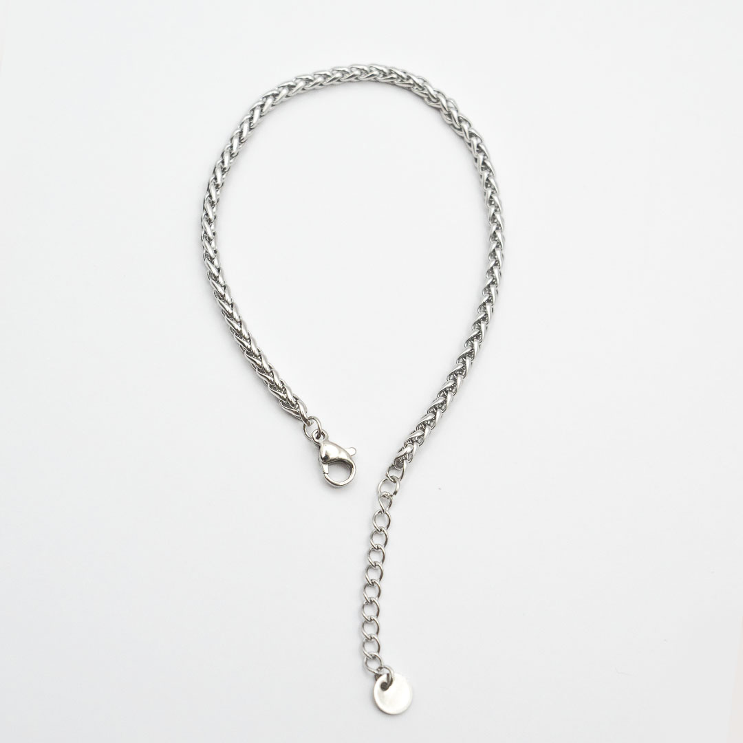 Bransoletka splot lisi ogon srebrna stal nierdzewna