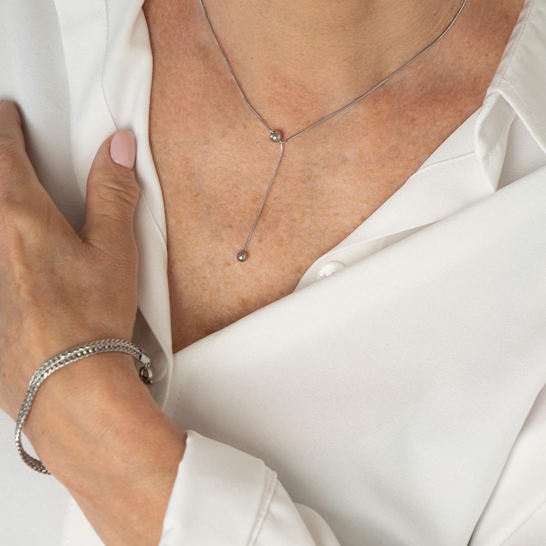 Naszyjnik krawatka z kulkami 2w1