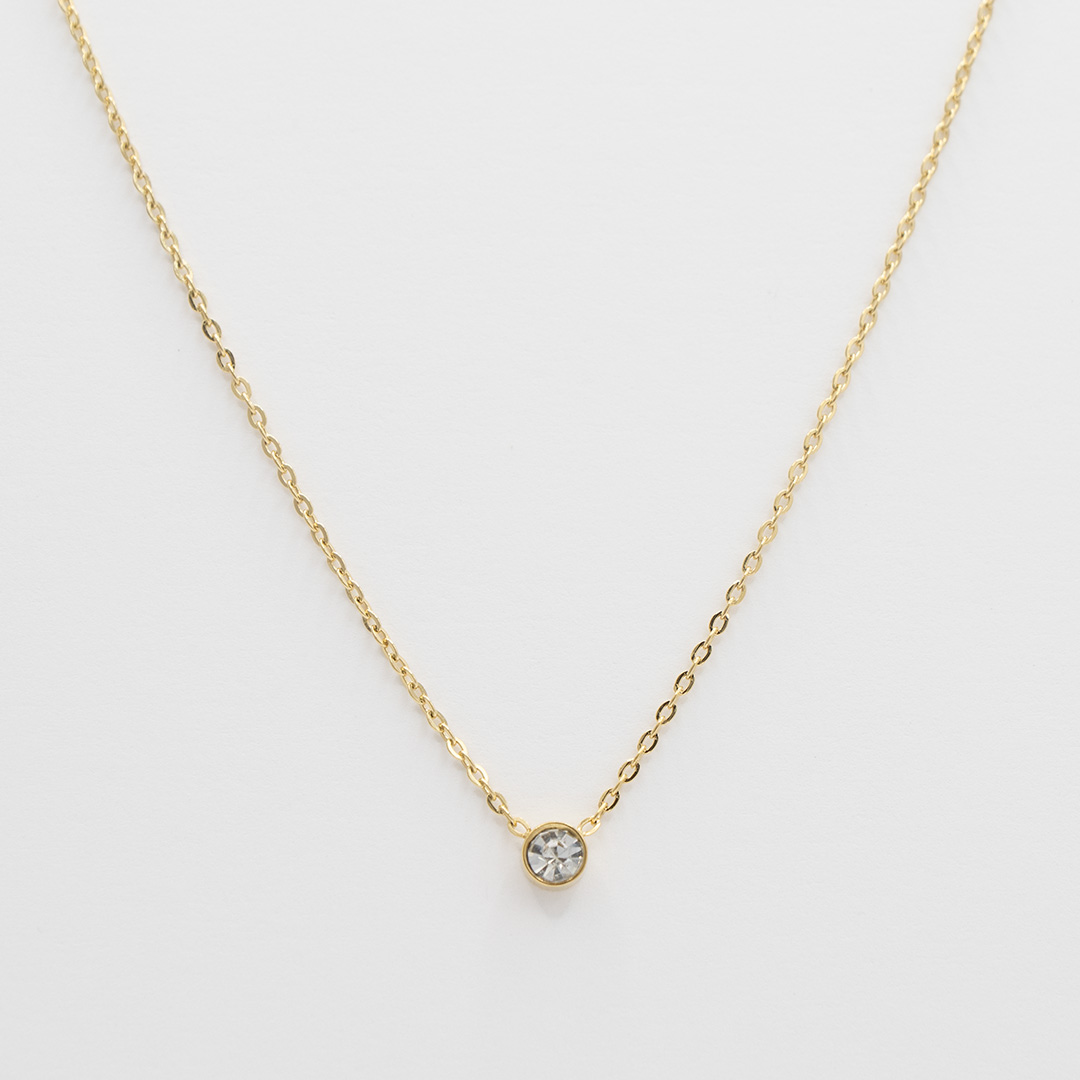 Naszyjnik z małą zawieszką z cyrkonią stal szlachetna