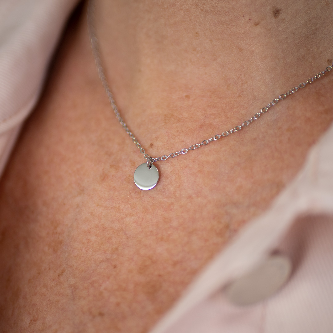 Naszyjnik celebrytka z okrągłą zawieszką stal chirurgiczna