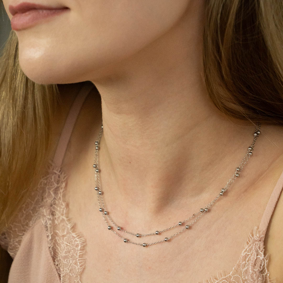 Naszyjnik z kuleczkami podwójny stal chirurgiczna