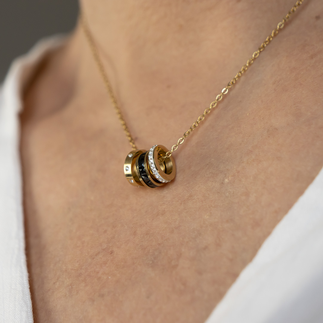 Naszyjnik z okrągłymi zawieszkami stal chirurgiczna