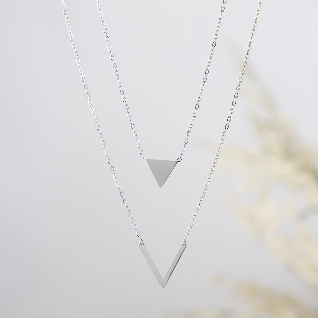 Delikatny podwójny naszyjnik celebrytka stal chirurgiczna