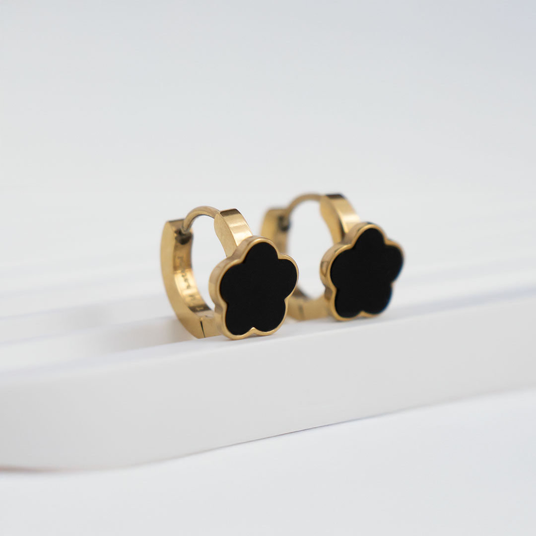 kolczyki kwiaty, pozłacana stal chirurgiczna