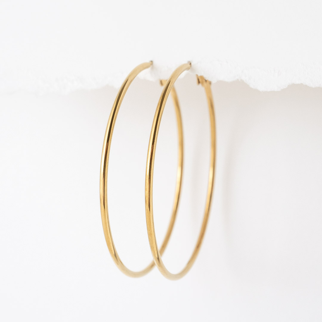 Duże kolczyki koła 6 cm pozłacana stal szlachetna