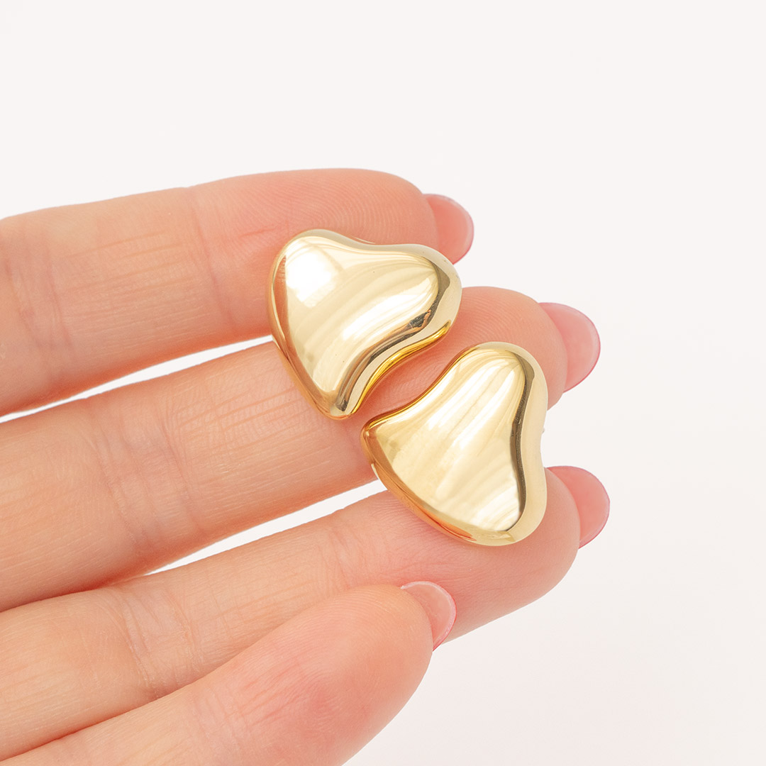 Kolczyki serca pozłacana stal szlachetna