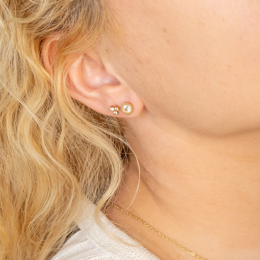 Kolczyki pozłacane z cyrkoniami piercing stal chirurgiczna 