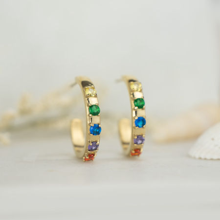 Kolczyki koła z kolorowymi cyrkoniami