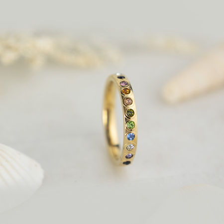 Pierścionek z kolorowymi cyrkoniami