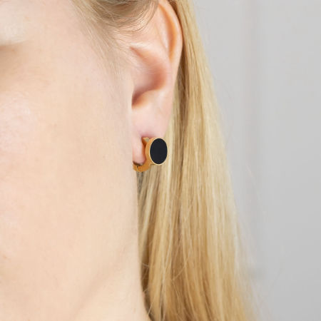 Kolczyki kółka z czarnym oczkiem