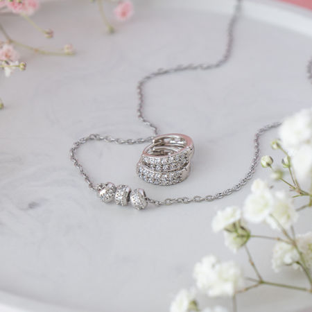 Komplet naszyjnik z zawieszkami i okrągłe kolczyki