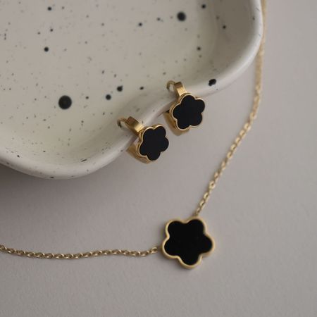 Pozłacany komplet FLOWER naszyjnik i kolczyki