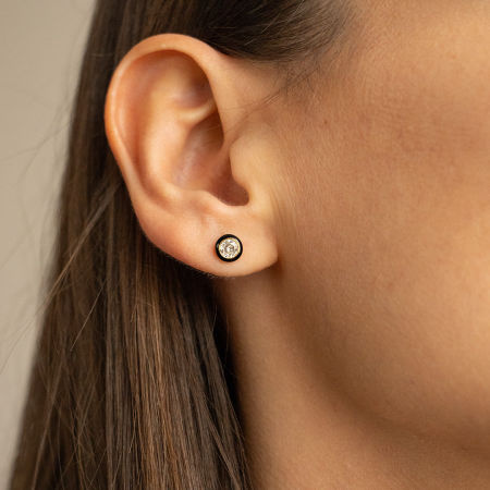 Kolczyki z cyrkonią w czarnym okuciu