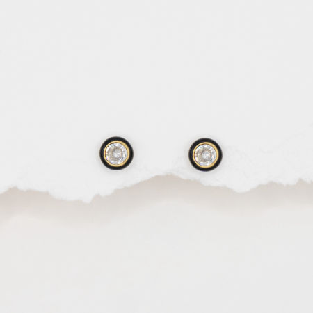 Kolczyki z cyrkonią w czarnym okuciu