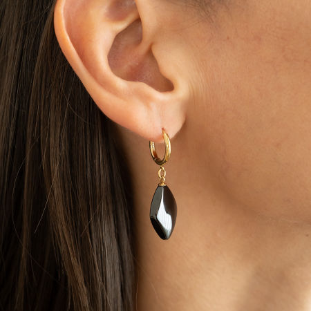 Kolczyki z czarną ceramiczną zawieszką