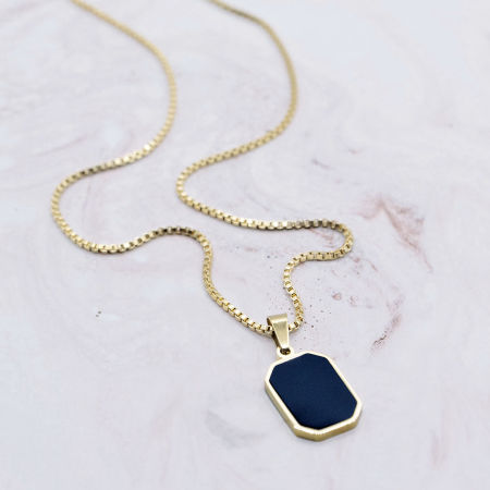 Naszyjnik splot kostka z zawieszką z czarnym oczkiem