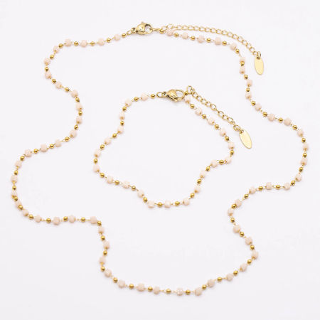 Naszyjnik i bransoletka z beżowymi koralikami