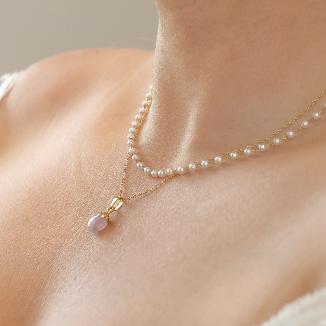 Naszyjnik z kamieniem naturalnym różowy kwarc